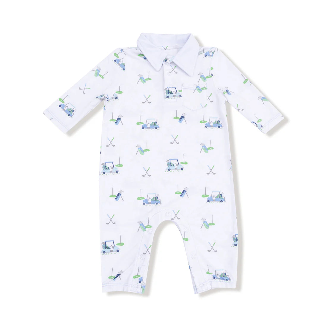 Baby Golf Carts Blue Polo Romper