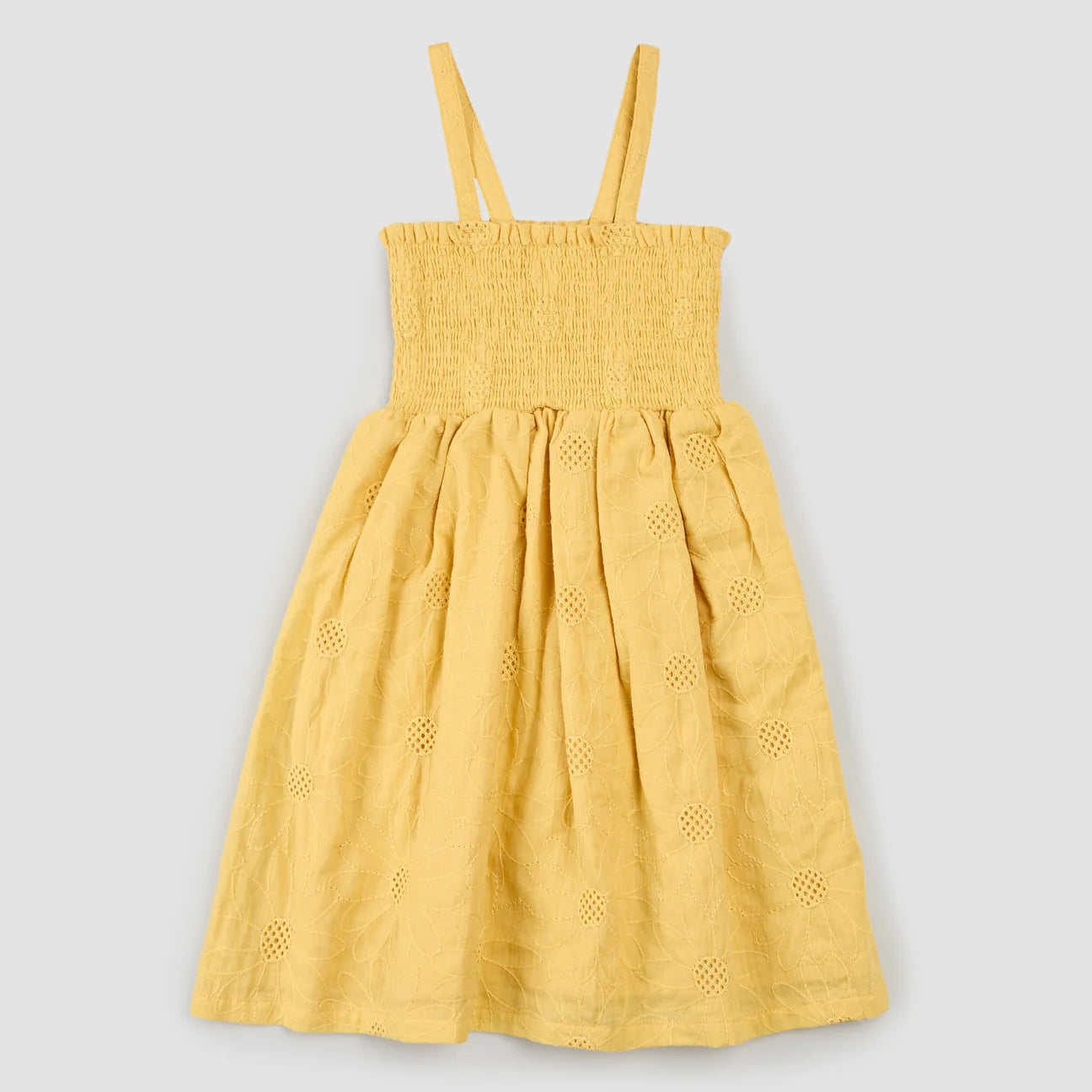 Embroidered Smocked Eyelet Dress
