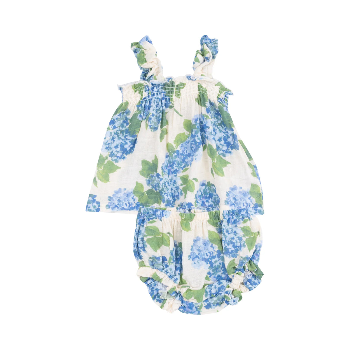 Angel Dear Ruffle Sunsuit - Watercolor Hydrangeas Bubble main image 1