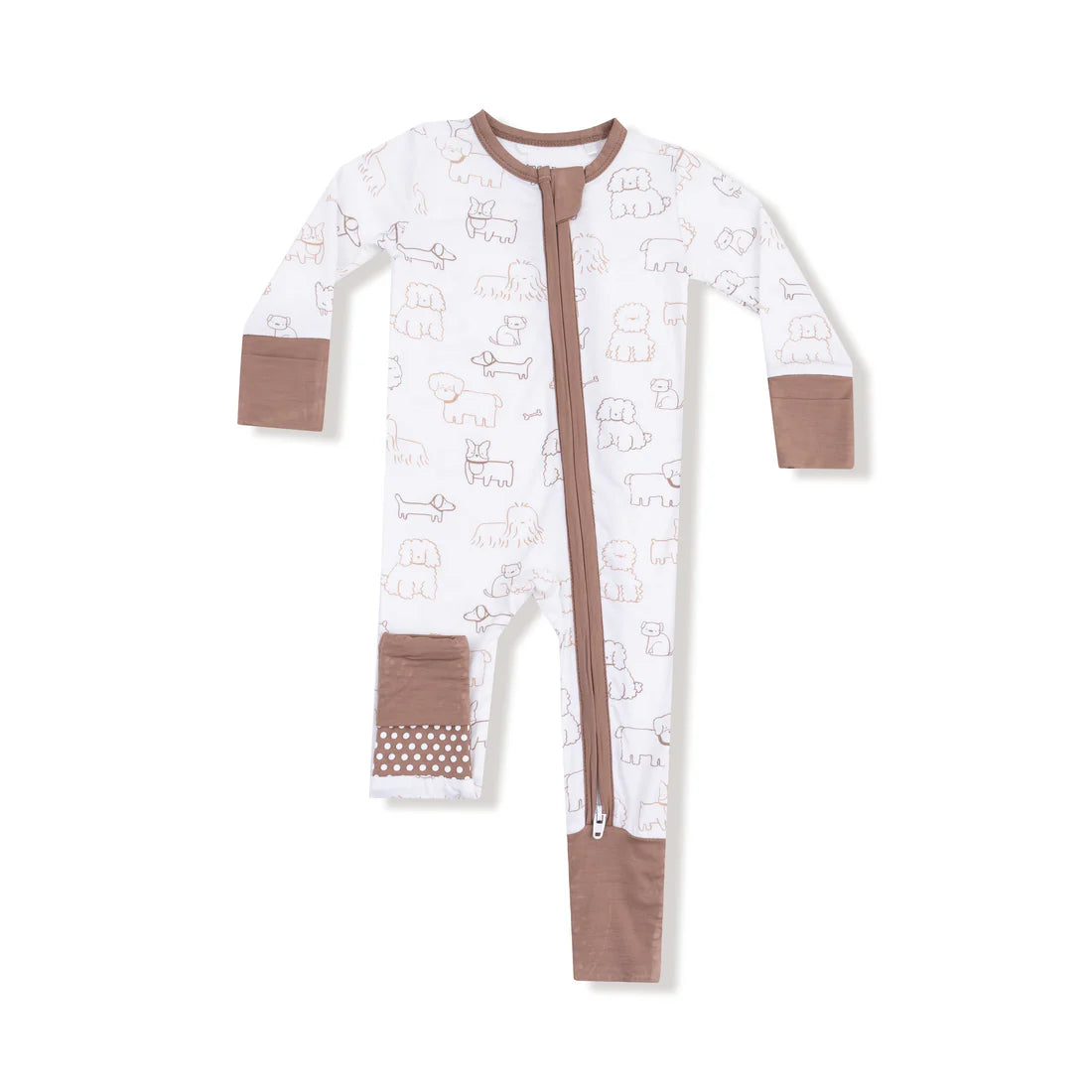Neutral Pups 2-Way Zip Romper