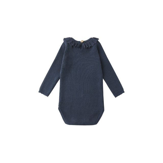 Ruffle Collar Bodysuit - Navy