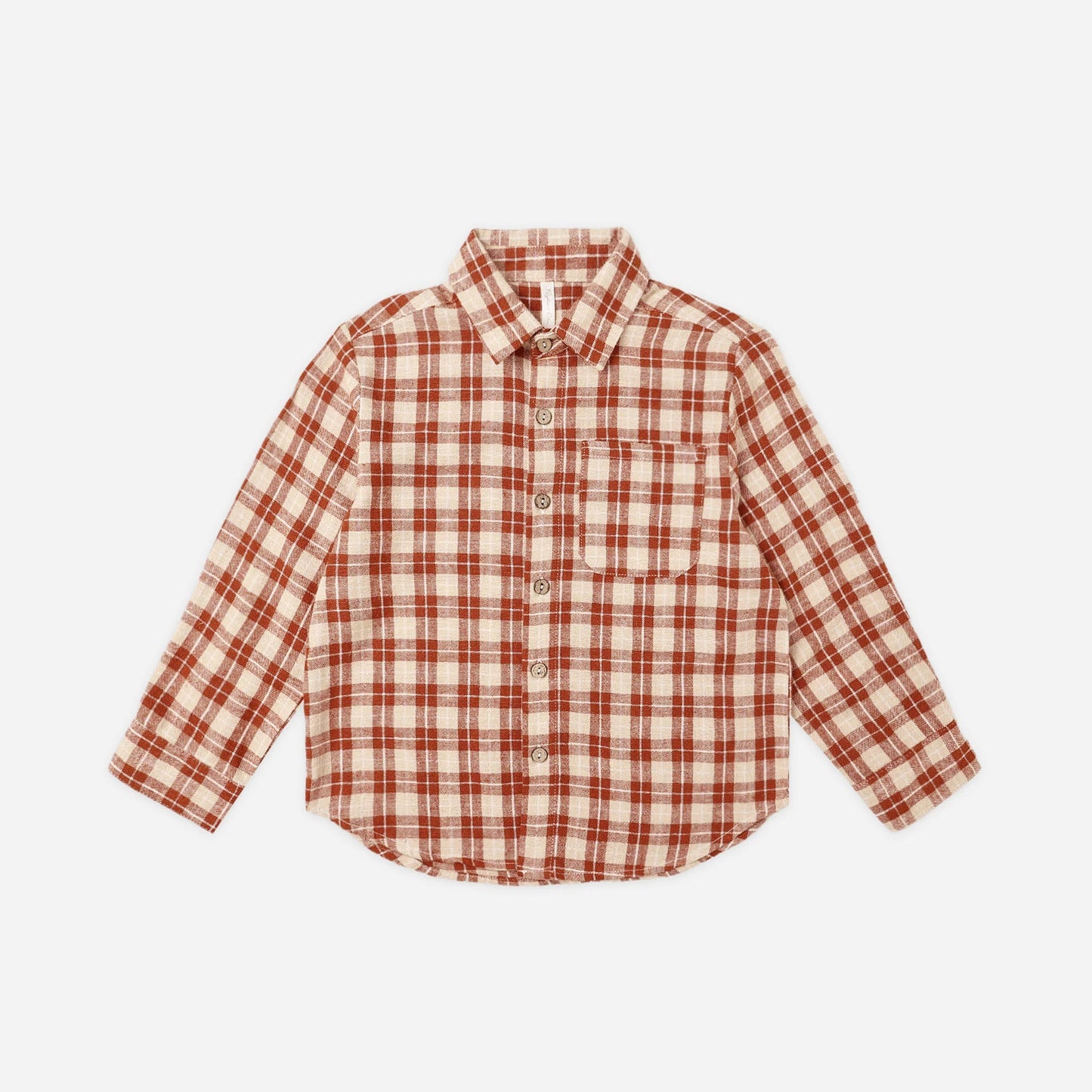 Collared Long Sleeve Shirt - Red Plaid