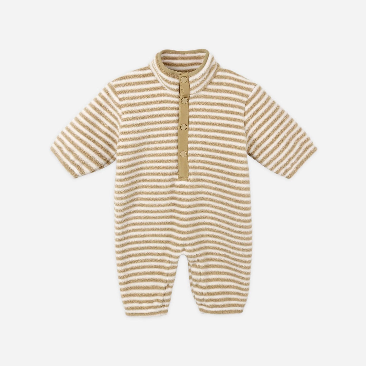 Fuzzy Winter Jumpsuit - Toffee Stripe