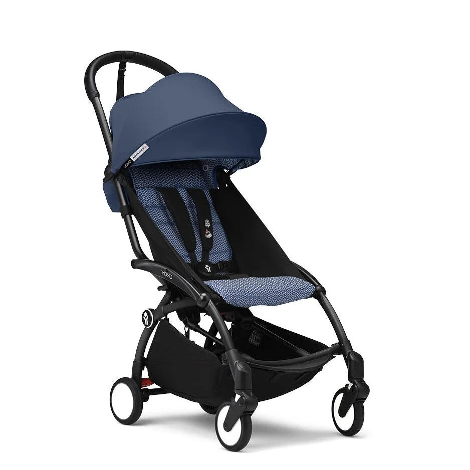 Stokke® YOYO³ Stroller From 6 Months - Air France Blue on Black Frame