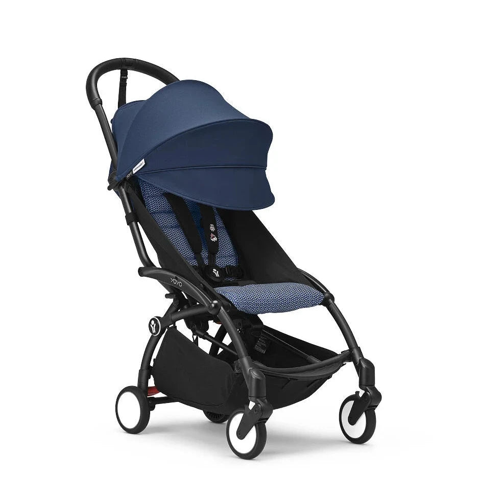 Stokke® YOYO³ Stroller From 6 Months - Air France Blue on Black Frame