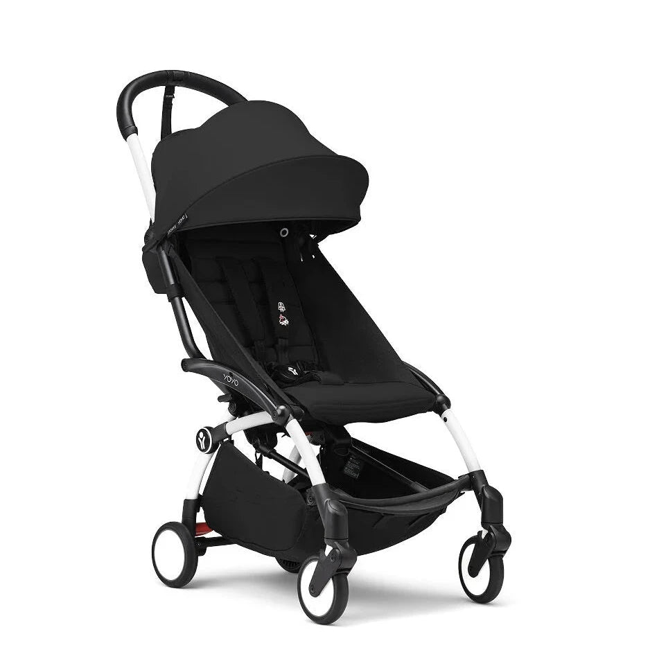 Stokke® YOYO³ Stroller From 6 Months - Black on White Frame