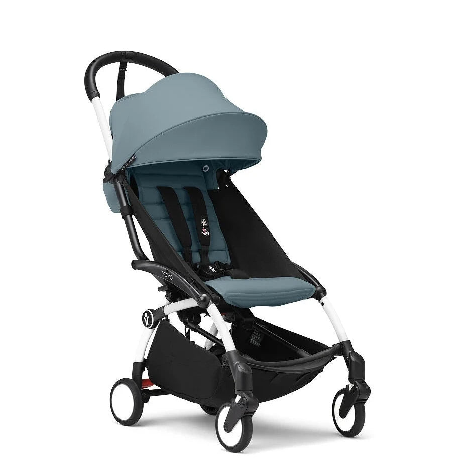 Stokke® YOYO³ Stroller From 6 Months - Aqua on White Frame