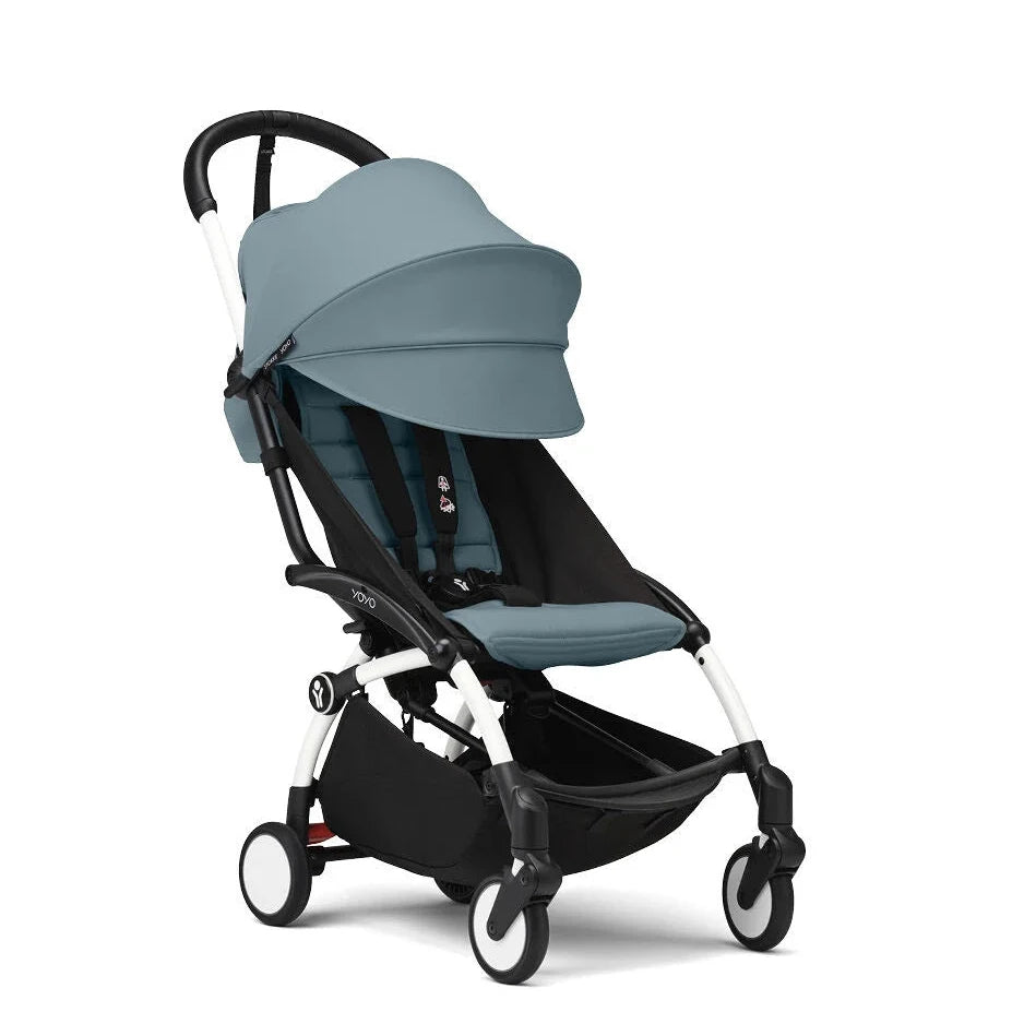 Stokke® YOYO³ Stroller From 6 Months - Aqua on White Frame