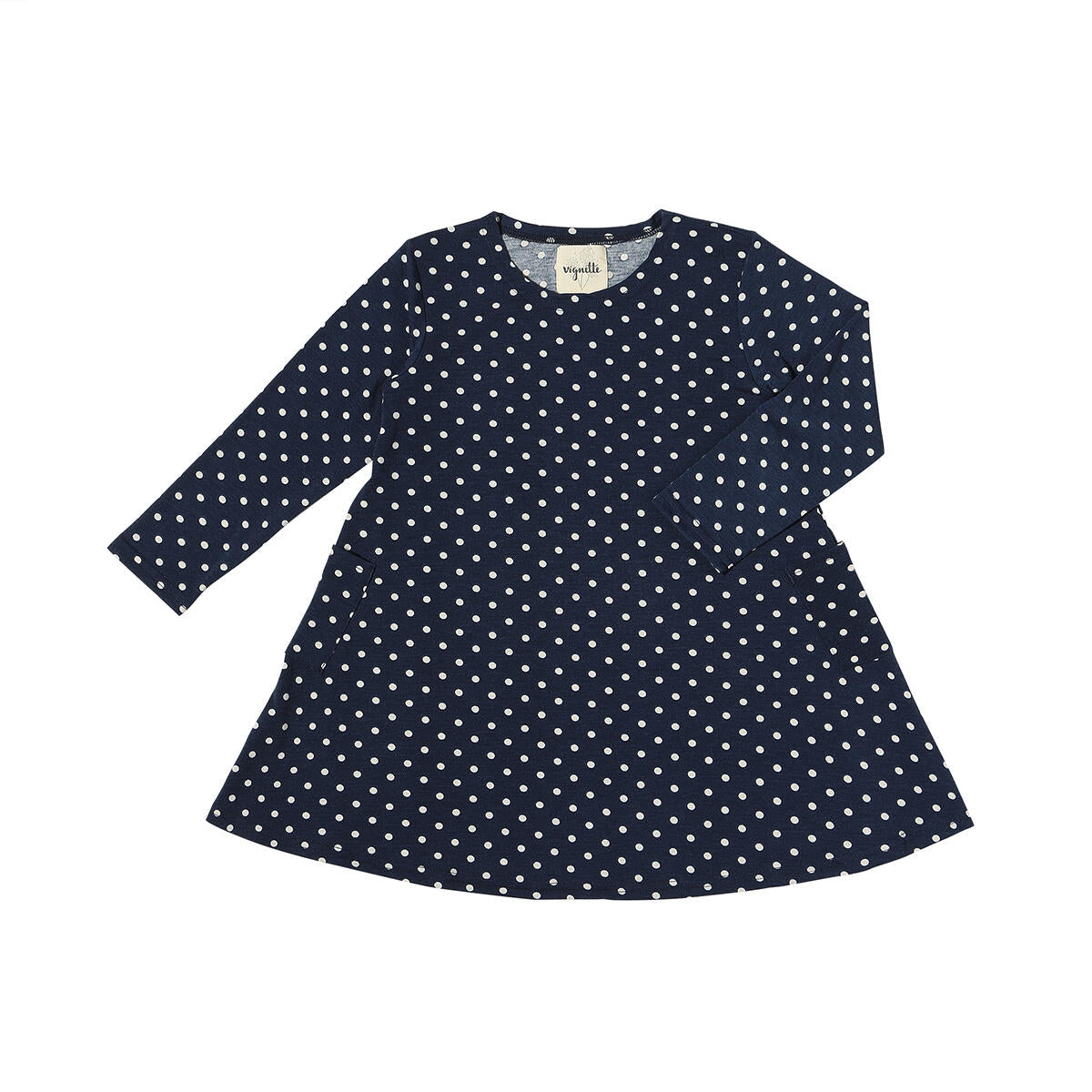 Leena Dress - Navy Dot Dress