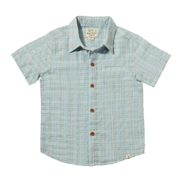 Newport Short Sleeve Shirt - Blue & Grey Stripe
