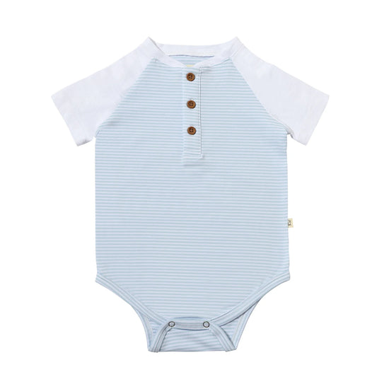 League Raglan Bodysuit - Blue & White Stripe