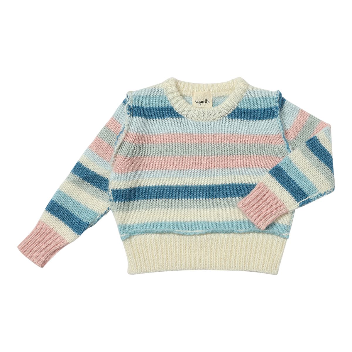 Donna Sweater - Blue & Pink Knit