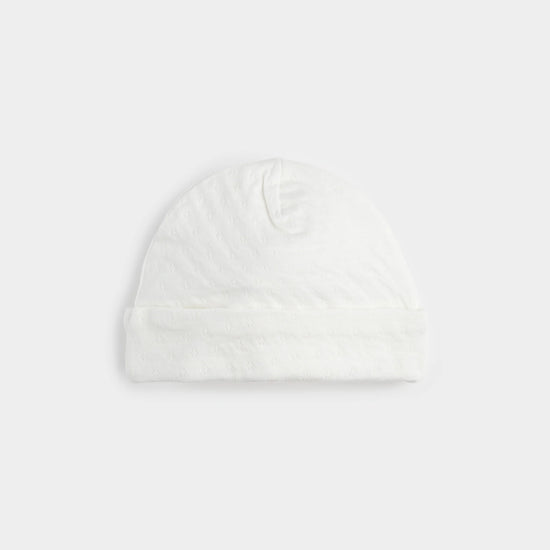 White Pointelle Knit Hat