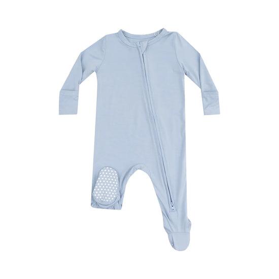 Solid Blue Fog 2-Way Zipper Footie