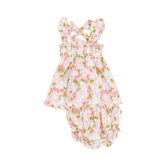 Magnolias Ruffle Strap Smocked Top & Bloomer Set