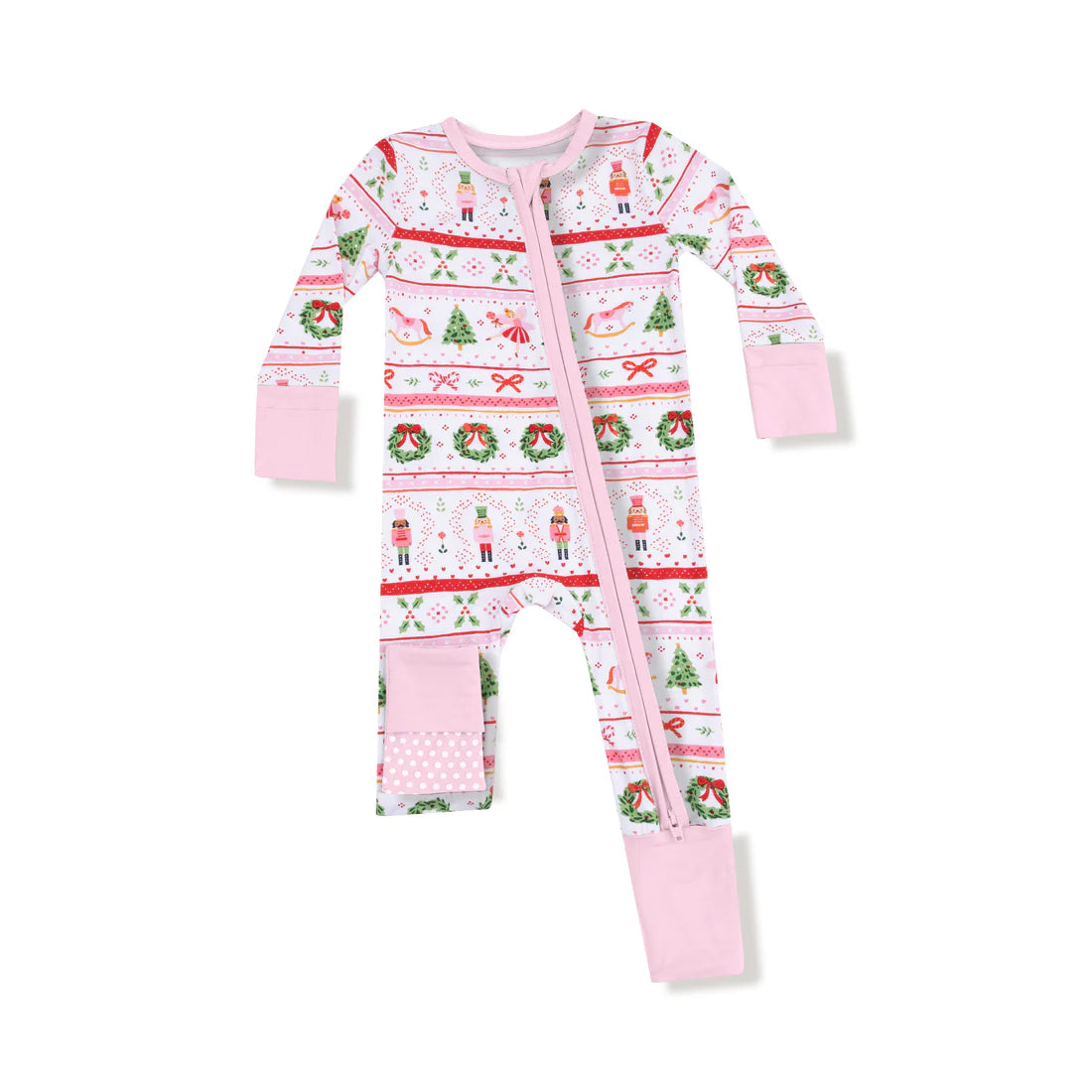 Sugar Plum Fairy Nutcracker Fair Isle Pink Convertible Romper - Pink