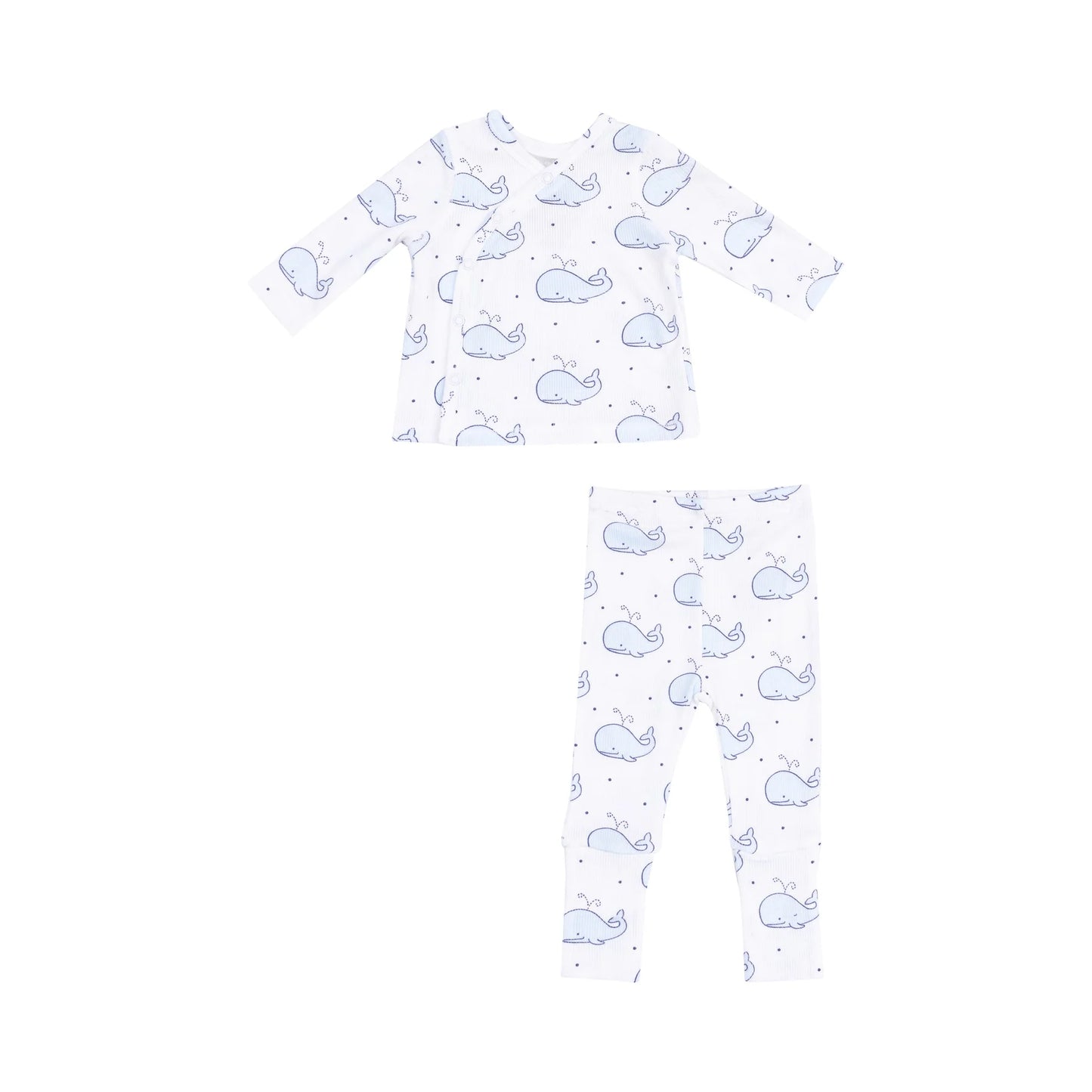 Bubbly Whale Blue Take Me Home Set With Roll Over Cuff Pant