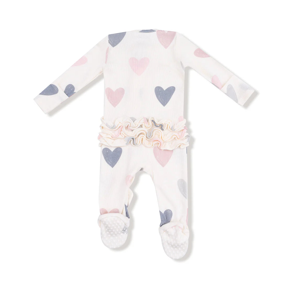 Hearts 2-Way Ruffle Zipper Footie