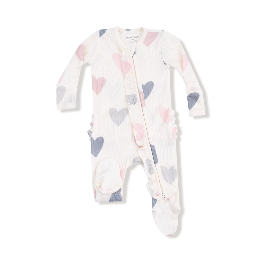 Hearts 2-Way Ruffle Zipper Footie