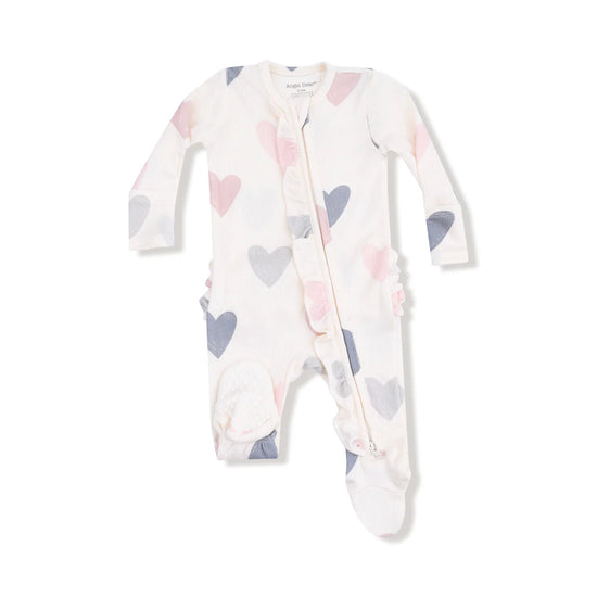 Hearts 2-Way Ruffle Zipper Footie