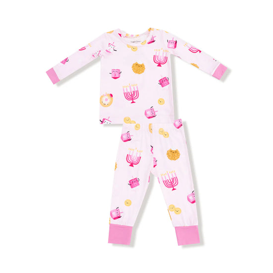 Hanukkah Long Sleeve Loungewear Set - Pink