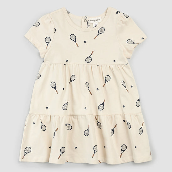 Racquet Print Tiered Jersey Dress