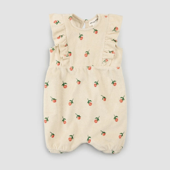 Orange Print Terry Cloth Romper