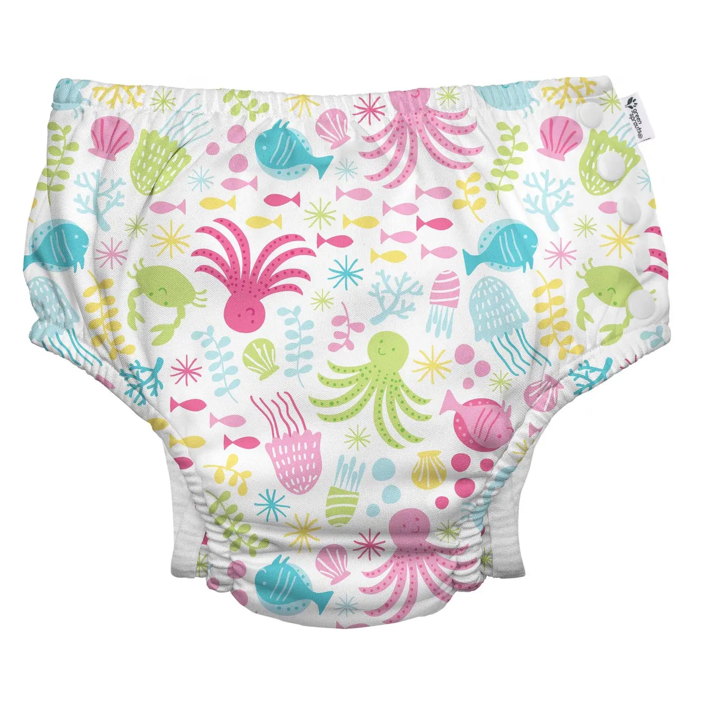 Snap Reusable Absorbent Swim Diaper - White Sea Pals