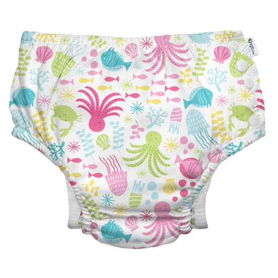 Snap Reusable Absorbent Swim Diaper - White Sea Pals