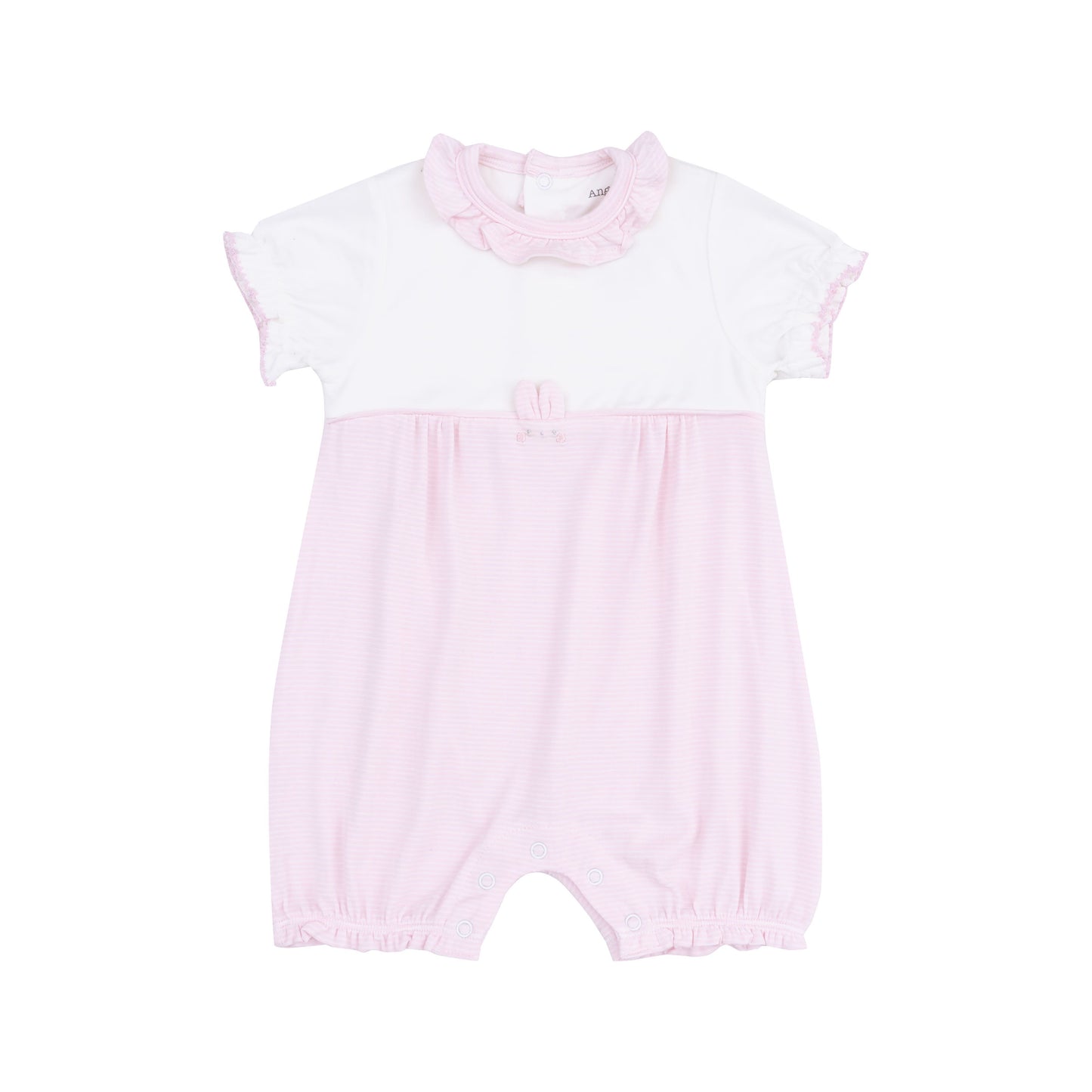Stipe Classic Pink Tiny Bunny Ruffle Romper