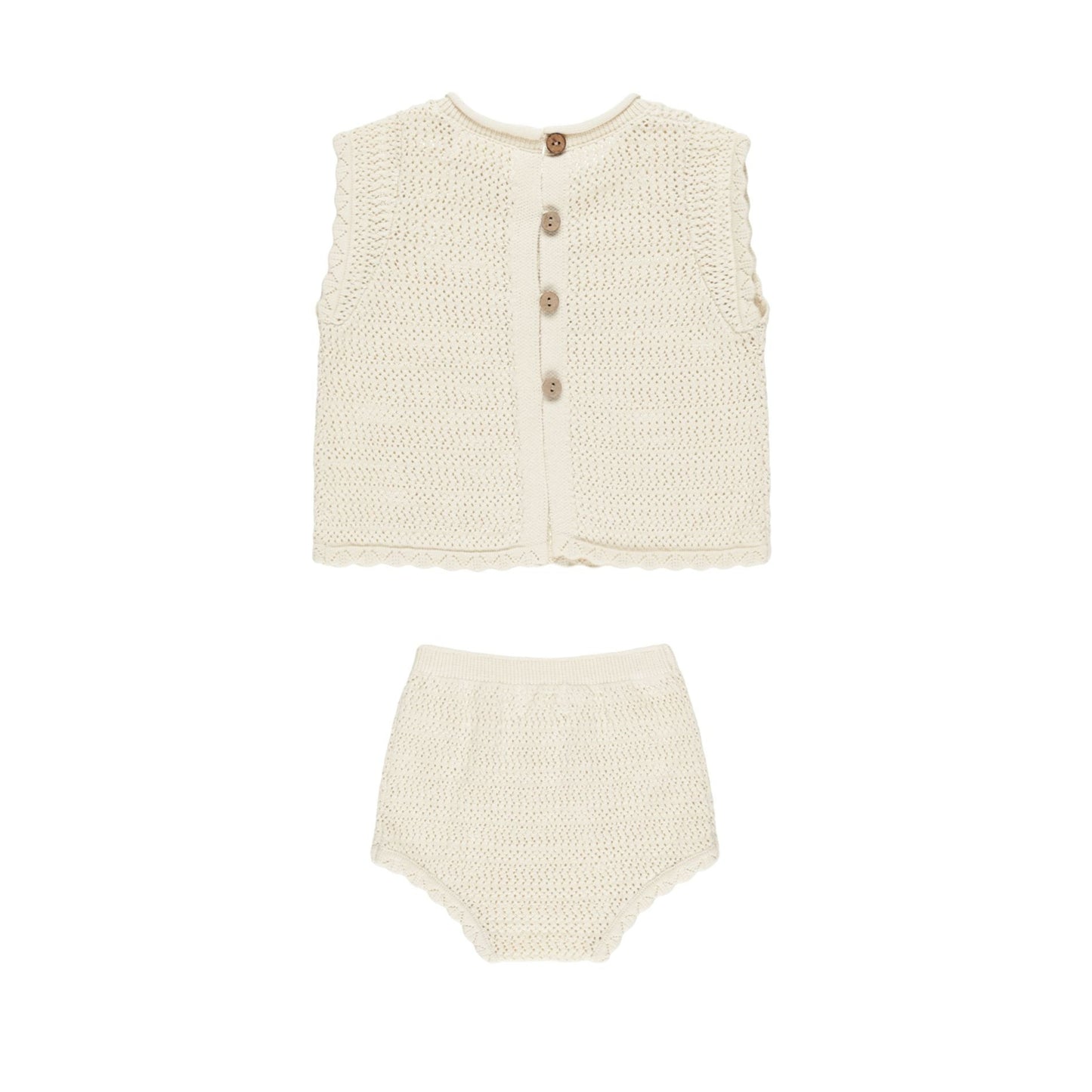 Scallop Knit Baby Set - Cherry