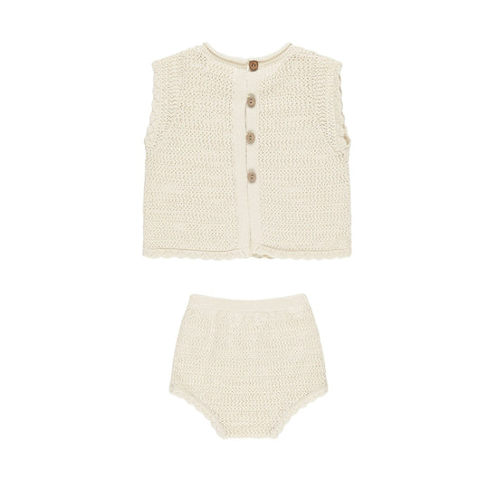 Scallop Knit Baby Set - Cherry