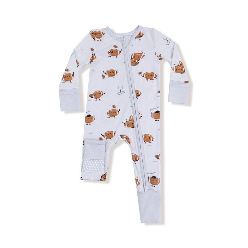 Footballs Playing Football 2-Way Zipper Romper