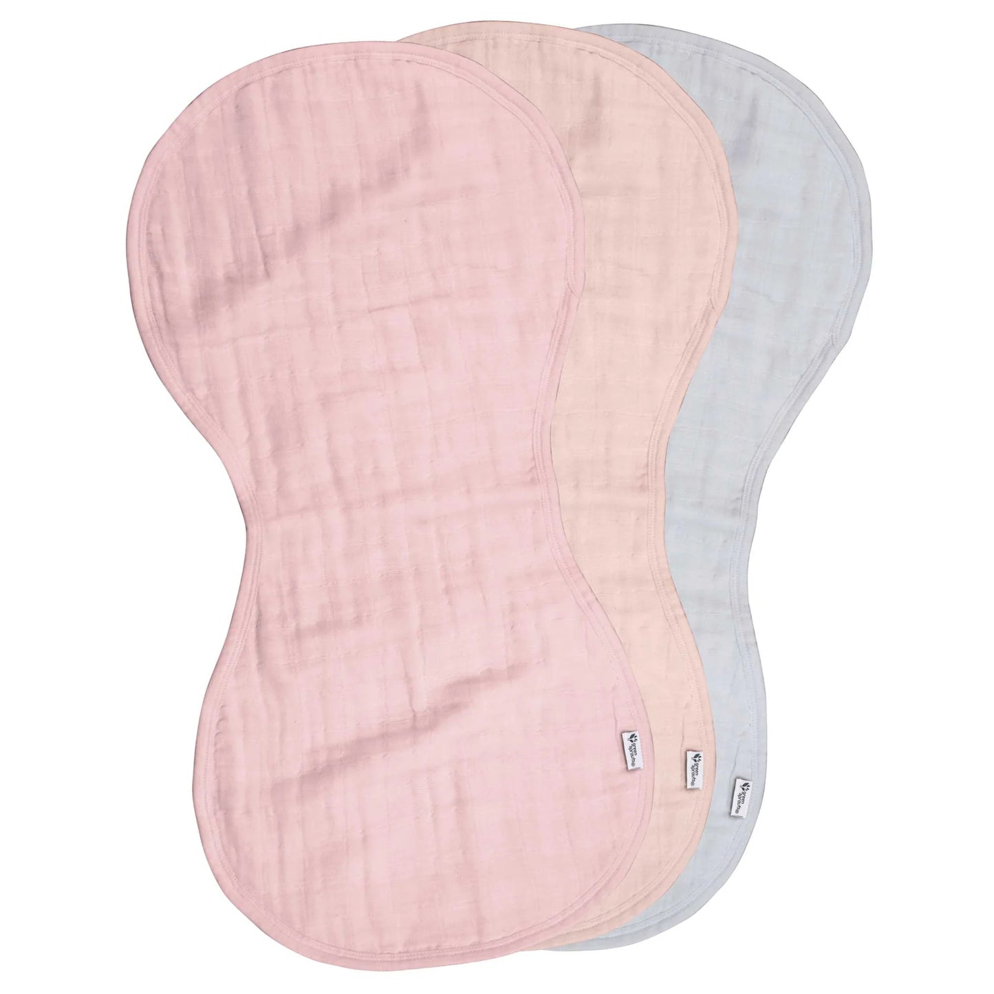 3-Pack Organic Cotton Muslin Burp Cloths - Rose Set