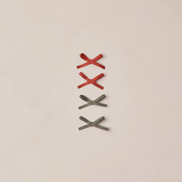 Mini Velvet Ribbon Bow - Ruby & Pine