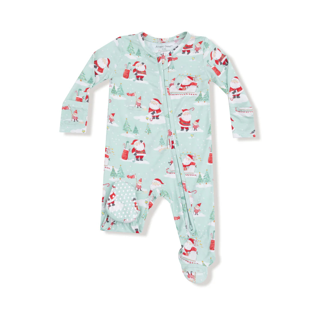 Golfing Santa and Elves  2 Way Zipper Footie