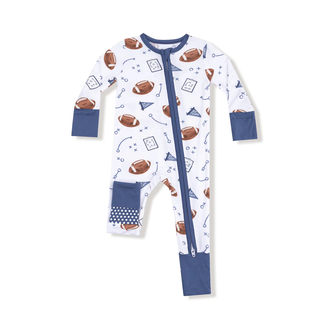 Touchdown Time Football 2-Way Zipper Romper