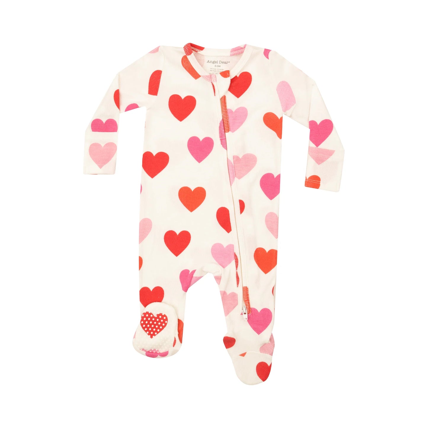 2 Way Zipper Footie - Big Hearts