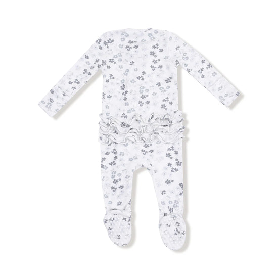 Caroline's Calico 2-Way Zipper Ruffle Back Footie