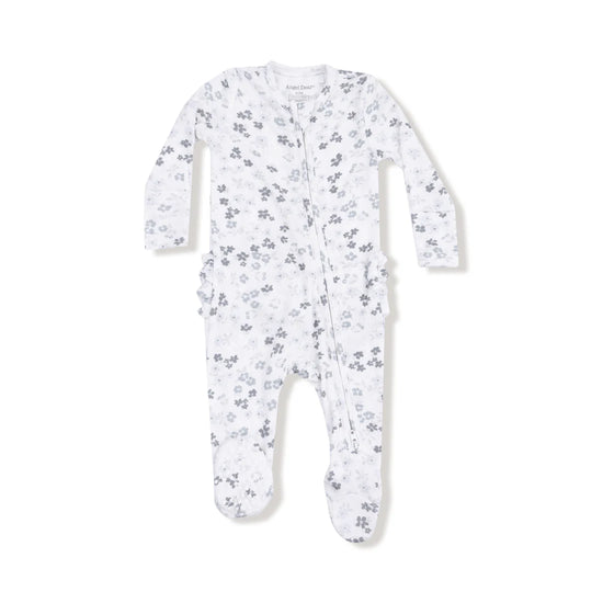 Caroline's Calico 2-Way Zipper Ruffle Back Footie