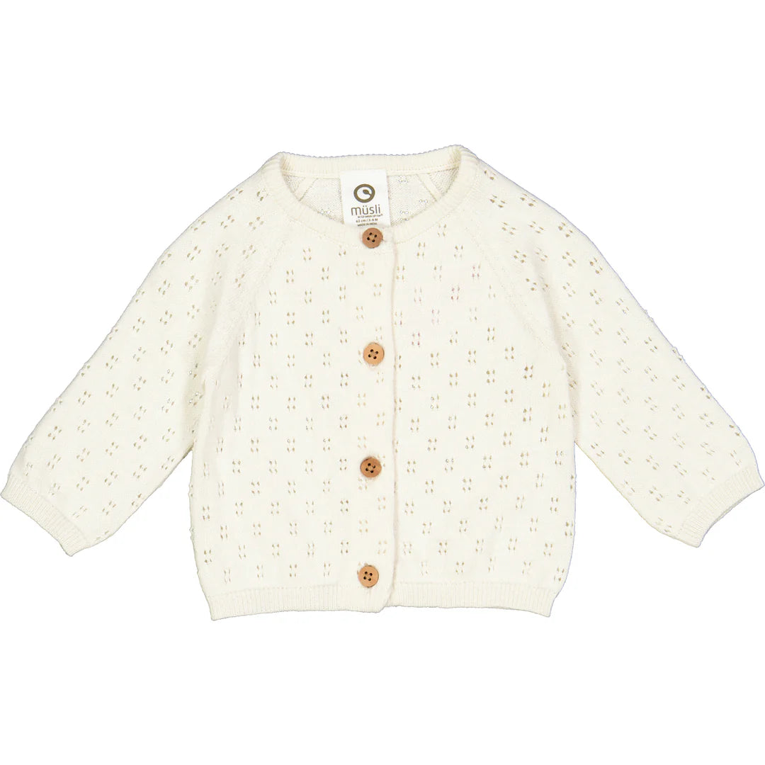 Knit Pointelle Cardigan - Balsam Cream