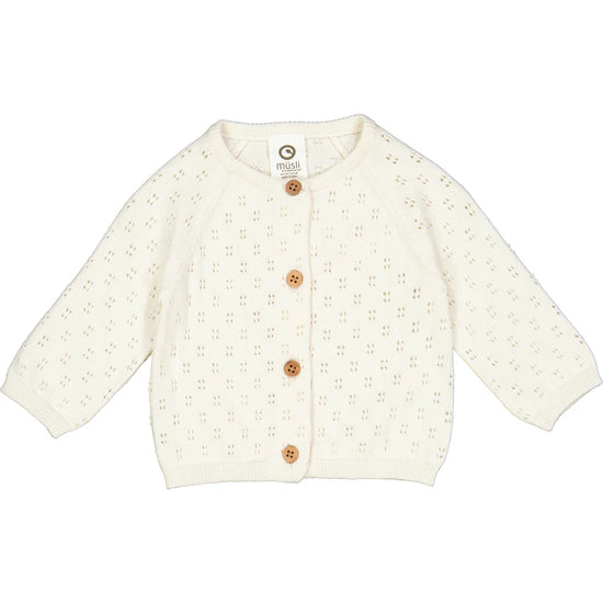 Knit Pointelle Cardigan - Balsam Cream