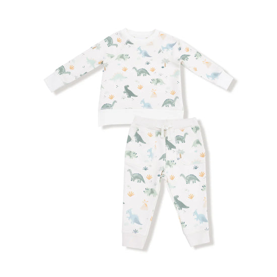 Raglan Sweatshirt + Jogger Set - Green Soft Dinos