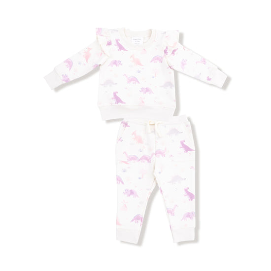 Ruffle Sweatshirt and Jogger Pant - Purple Soft Dinos