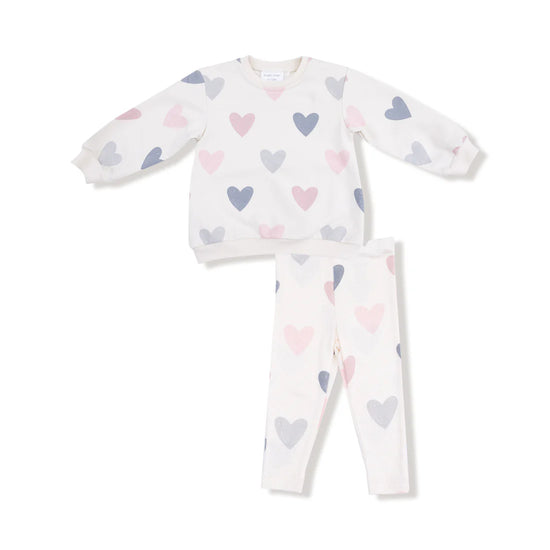 Puffy Long Sleeve Oversized Sweatshirt + Legging - Hearts