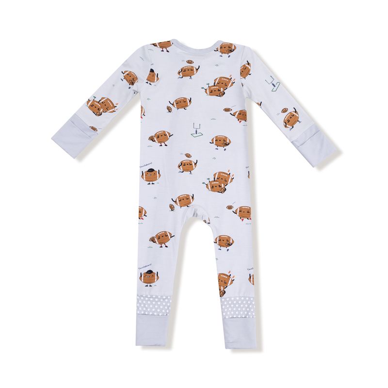 Footballs Playing Football 2-Way Zipper Romper