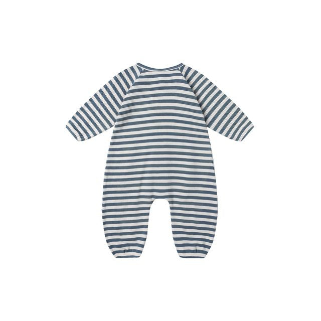 Waffle Long Sleeve Jumpsuit - Ocean Stripe