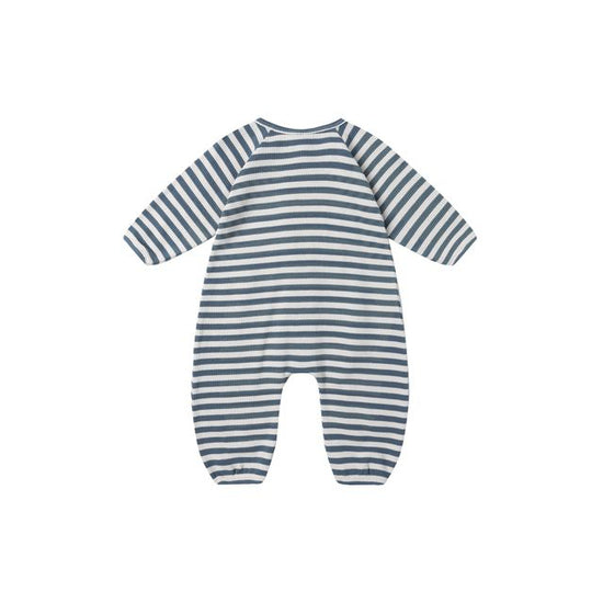 Waffle Long Sleeve Jumpsuit - Ocean Stripe