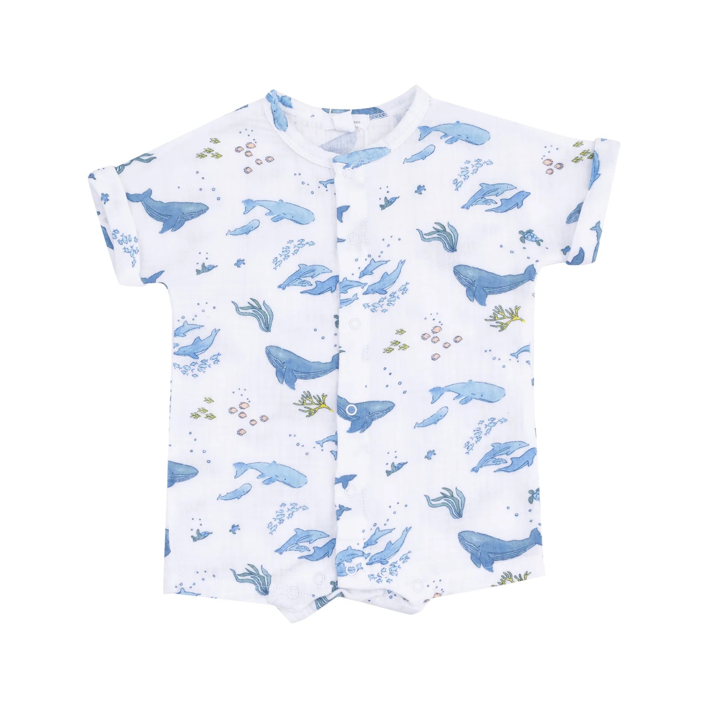 Watercolor Blue Whales Dolman Henley Shortall