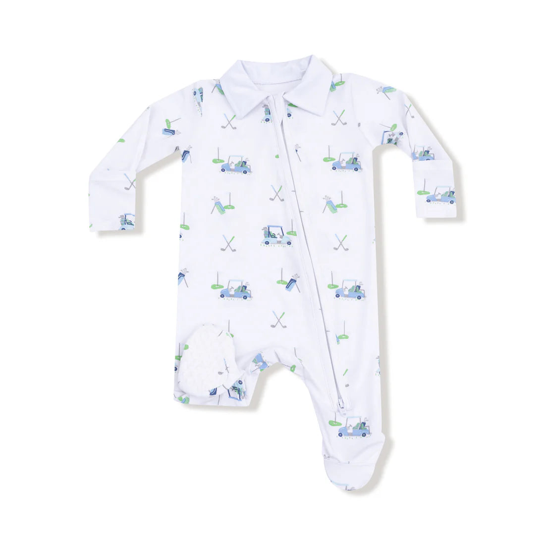 Baby Golf Carts Blue 2-Way Zipper Footie